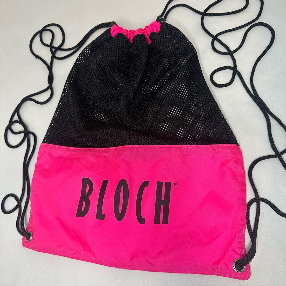 Bloch Pink and Black Mesh Drawstring Bag Dance Ballet